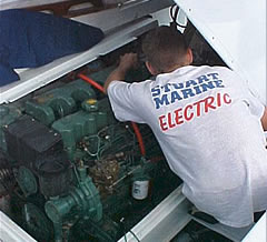 checking a boat's alternator & engine harness connections